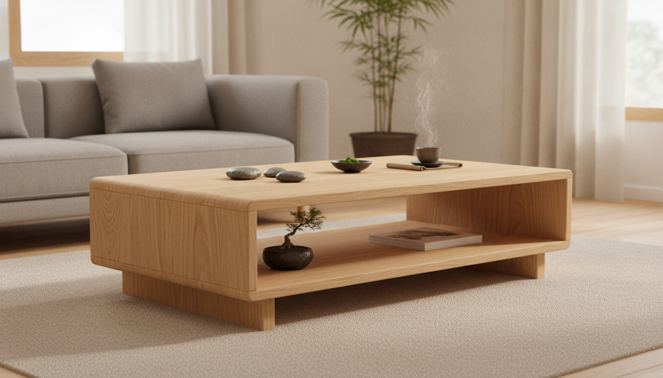 Minimalist Japanese Coffee Table: Zen Wooden Centerpiece