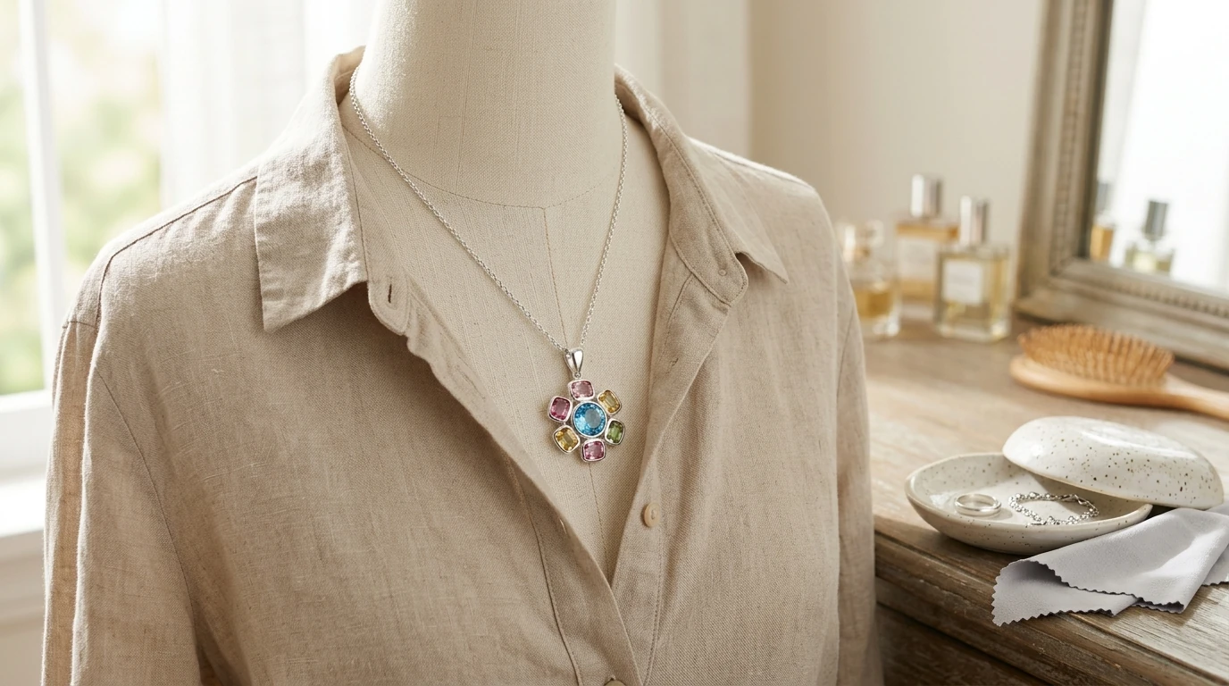 Multicolor Topaz Pendant in 925 Silver: Style + Care