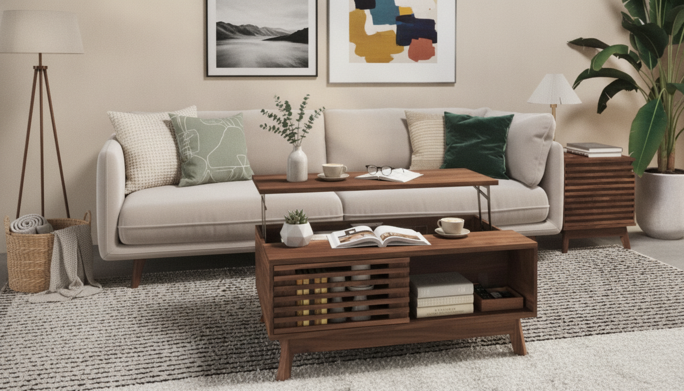 Walnut Lift-Top Mid-Century Coffee Table (35.5")