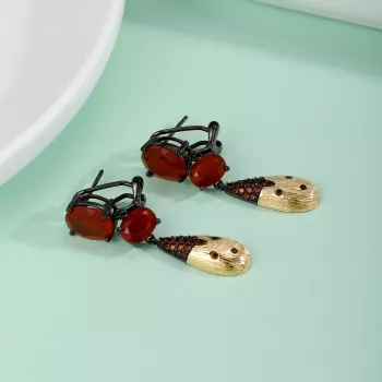 Red Agate Drop Earrings: 925 Sterling Silver Gift